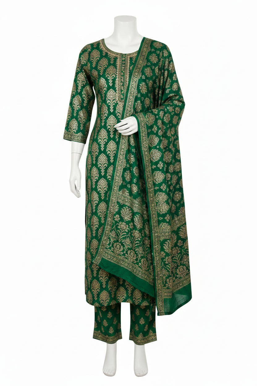 Women Viscose Rayon Kurta Pant Dupatta Set